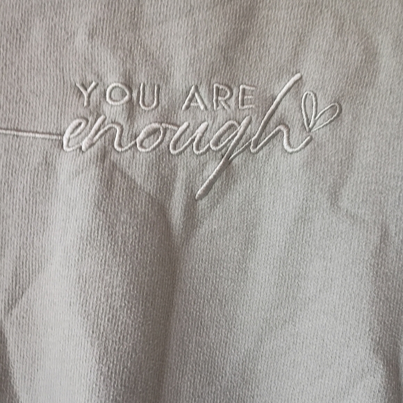 You Are Enough Embroidered Sage Green Crewneck Sweatshirt XL Positive Quote - Picture 3 of 8